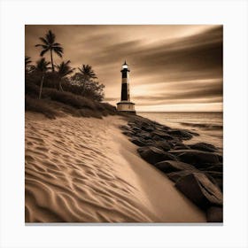Lighthouse On The Beach 1 Canvas Print