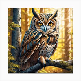 Owl In The Woods 58 Canvas Print