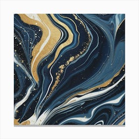 Blue And Gold Abstract Painting Canvas Print