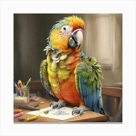 Parrot Drawing Canvas Print