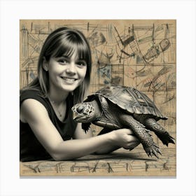 Girl With A Turtle Canvas Print