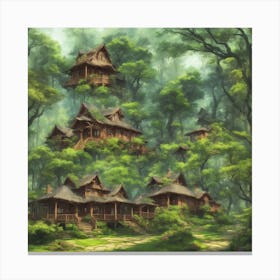 Fairy Houses In The Forest Canvas Print