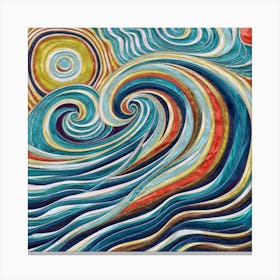 Colorfully Wave Ocean Slide Style Symmetrical Canvas Print