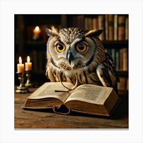 Owl Reading Book Canvas Print