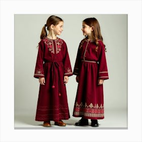 Two Girls In Traditional Dress Canvas Print