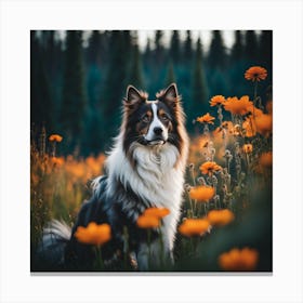 Dog In The Field Canvas Print
