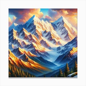 Mountains At Sunset 1 Canvas Print