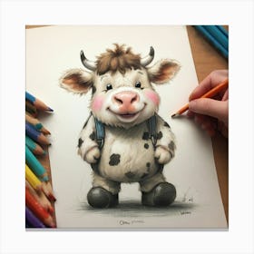 Cute Cow Drawing Canvas Print