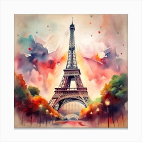 Paris Eiffel Tower Watercolor Painting Canvas Print