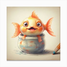 Goldfish In A Pot Canvas Print