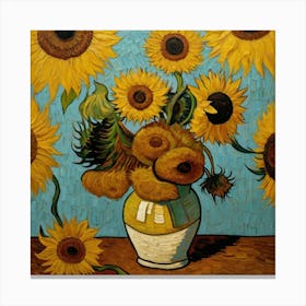 Sunflowers In A Vase 10 Canvas Print