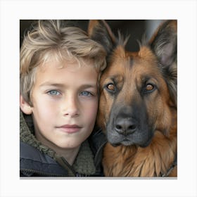 Boy With Dog Canvas Print