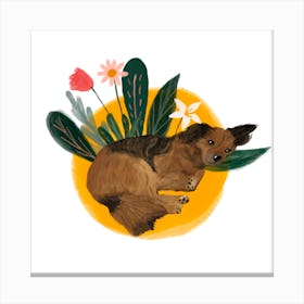 Floral Dog Canvas Print