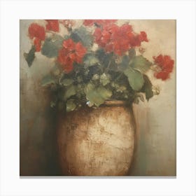 Geraniums In A Pot Canvas Print