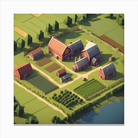 Farm In Isometric Style Canvas Print