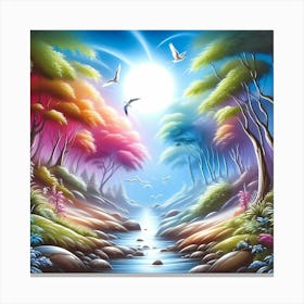 Rainbow In The Forest Canvas Print