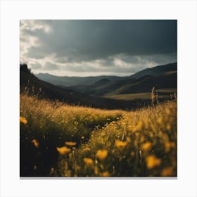 Field Of Yellow Flowers 53 Canvas Print