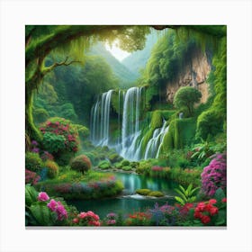 Waterfall In The Forest 30 Canvas Print