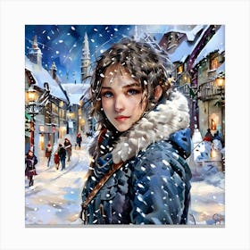 Girl In The Snow Canvas Print