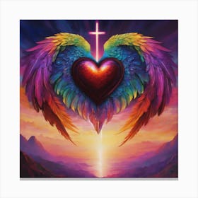 Angel Wings With Heart Canvas Print