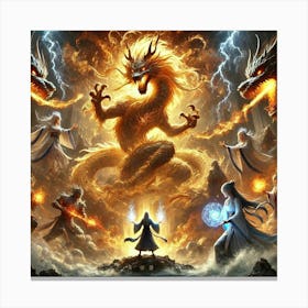 A Dramatic Scene With The Yang Fire Wolf Fully Awa Converted Canvas Print