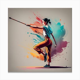 wushu Girl - Martial Arts - Bo Staff 3 Canvas Print