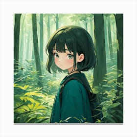Anime Girl In The Forest 6 Canvas Print
