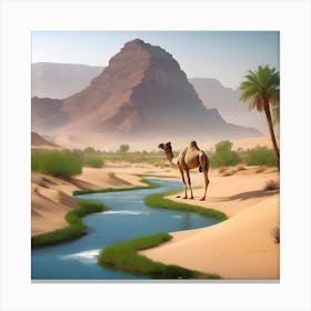 Camel In The Desert Canvas Print