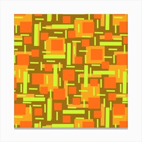 Shapely Overlap Orange Green On Brown Orange Geometric Abstract 1 Canvas Print