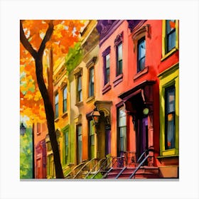 Colorful Houses In Brooklyn Canvas Print