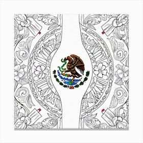 Mexican Flag Coloring Page 4 Canvas Print