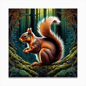 Red Squirrel In The Forest 29 Canvas Print