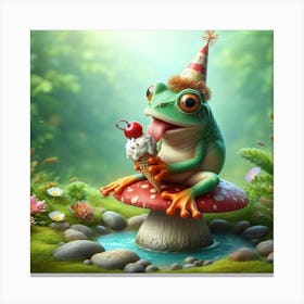 Frog In Birthday Hat Canvas Print