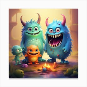 Friendly Monsters Canvas Print