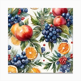 Watercolor Fruit Pattern Canvas Print