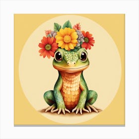 Floral Baby Lizard Nursery Illustration (25) Canvas Print
