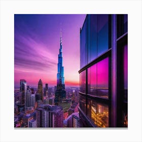 Dubai Skyline At Dusk 4 Canvas Print