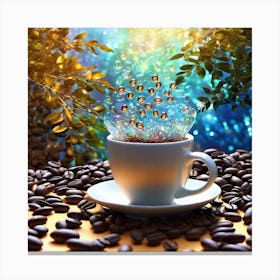 Coffee Cup With Coffee Beans 4 Canvas Print