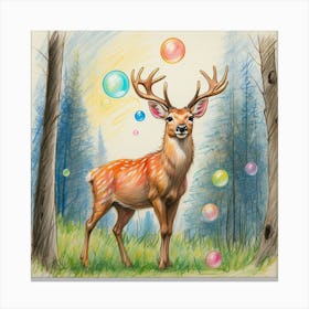 Deer With Bubbles Canvas Print