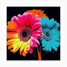 Andy Warhol Style Pop Art Flowers Gerbera Daisy 1 Square Canvas Print