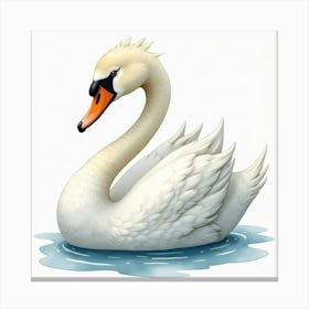 A Graceful Swan With Flowing, Watercolor Like Textures Canvas Print