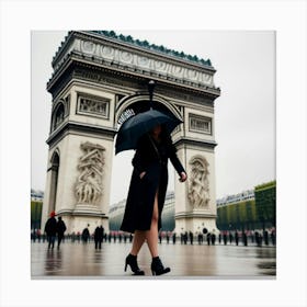 Femme Marchant Dans Paris Un Jour De Pluie 1 Canvas Print