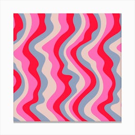 GOOD VIBRATIONS Groovy Mod Wavy Psychedelic Abstract Stripes in Bright Glam Colours Fuchsia Pink Red Lavender Canvas Print