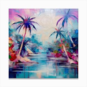 Palm Trees In The Water Canvas Print