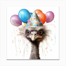Birthday Ostrich 3 Canvas Print