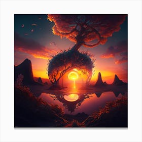 Tree Of Life Sunset Canvas Print