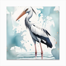 Heron watercolor dripping Canvas Print