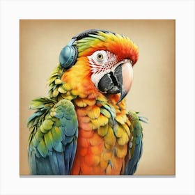 Parrot With Headphones 3 Canvas Print