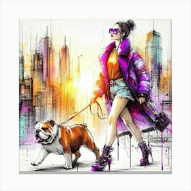 Casual Vibe With Bulldog 3. Canvas Print
