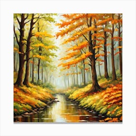 Forest In Autumn In Minimalist Style Square Composition 229 Canvas Print